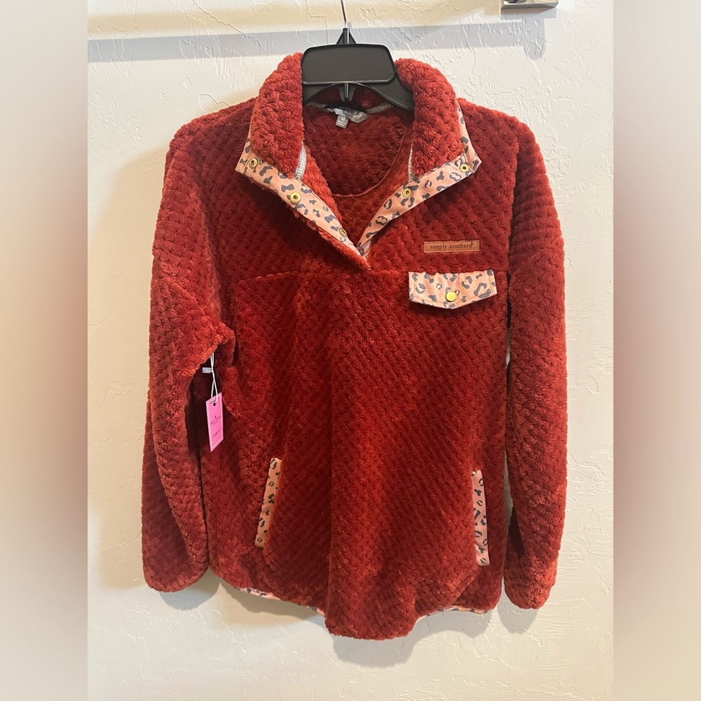 Simply Southern Fleece Pullover with Leopard Accents